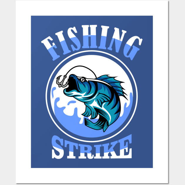 FISHING STRIKE BLUE Wall Art by beanbeardy